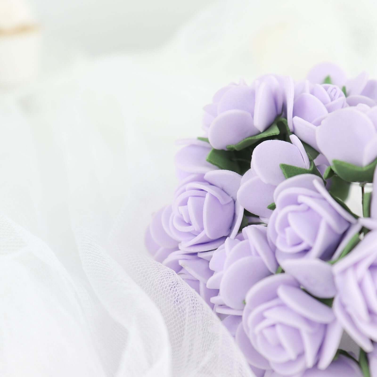 48 Roses 1" Lavender Lilac Real Touch Artificial DIY Foam Rose Flowers With Stem, Craft Rose Buds - Bell Racket Store