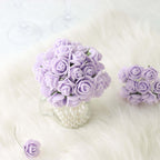 48 Roses 1" Lavender Lilac Real Touch Artificial DIY Foam Rose Flowers With Stem, Craft Rose Buds - Bell Racket Store