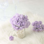 48 Roses 1" Lavender Lilac Real Touch Artificial DIY Foam Rose Flowers With Stem, Craft Rose Buds - Bell Racket Store