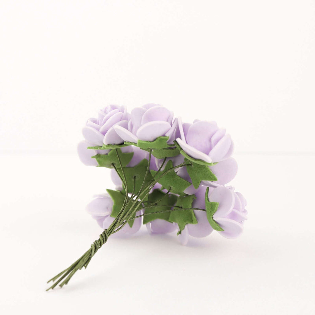 48 Roses 1" Lavender Lilac Real Touch Artificial DIY Foam Rose Flowers With Stem, Craft Rose Buds - Bell Racket Store