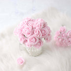 48 Roses 1" Pink Real Touch Artificial DIY Foam Rose Flowers With Stem, Craft Rose Buds - Bell Racket Store