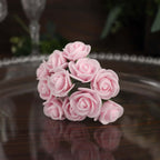 48 Roses 1" Pink Real Touch Artificial DIY Foam Rose Flowers With Stem, Craft Rose Buds - Bell Racket Store