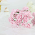 48 Roses 1" Pink Real Touch Artificial DIY Foam Rose Flowers With Stem, Craft Rose Buds - Bell Racket Store