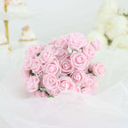 48 Roses 1" Pink Real Touch Artificial DIY Foam Rose Flowers With Stem, Craft Rose Buds - Bell Racket Store