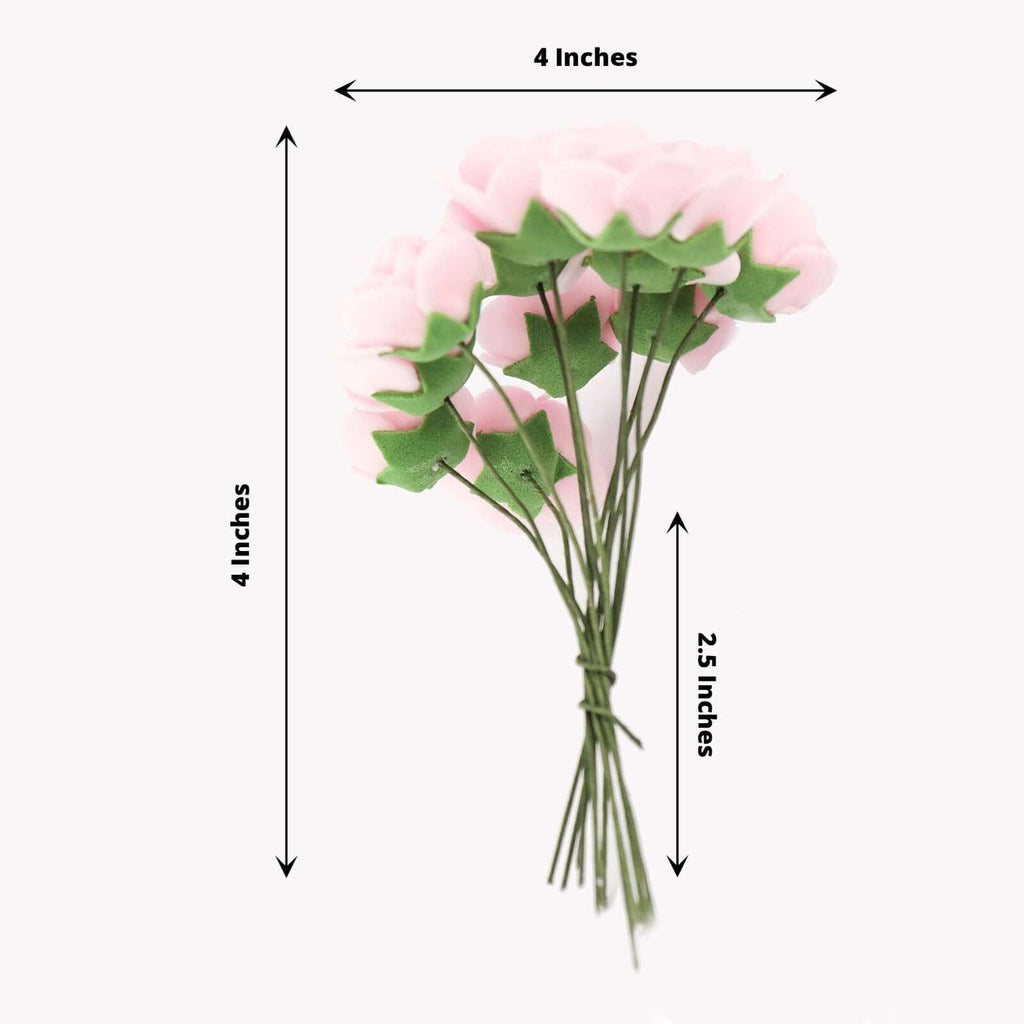 48 Roses 1" Pink Real Touch Artificial DIY Foam Rose Flowers With Stem, Craft Rose Buds - Bell Racket Store