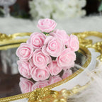 48 Roses 1" Pink Real Touch Artificial DIY Foam Rose Flowers With Stem, Craft Rose Buds - Bell Racket Store