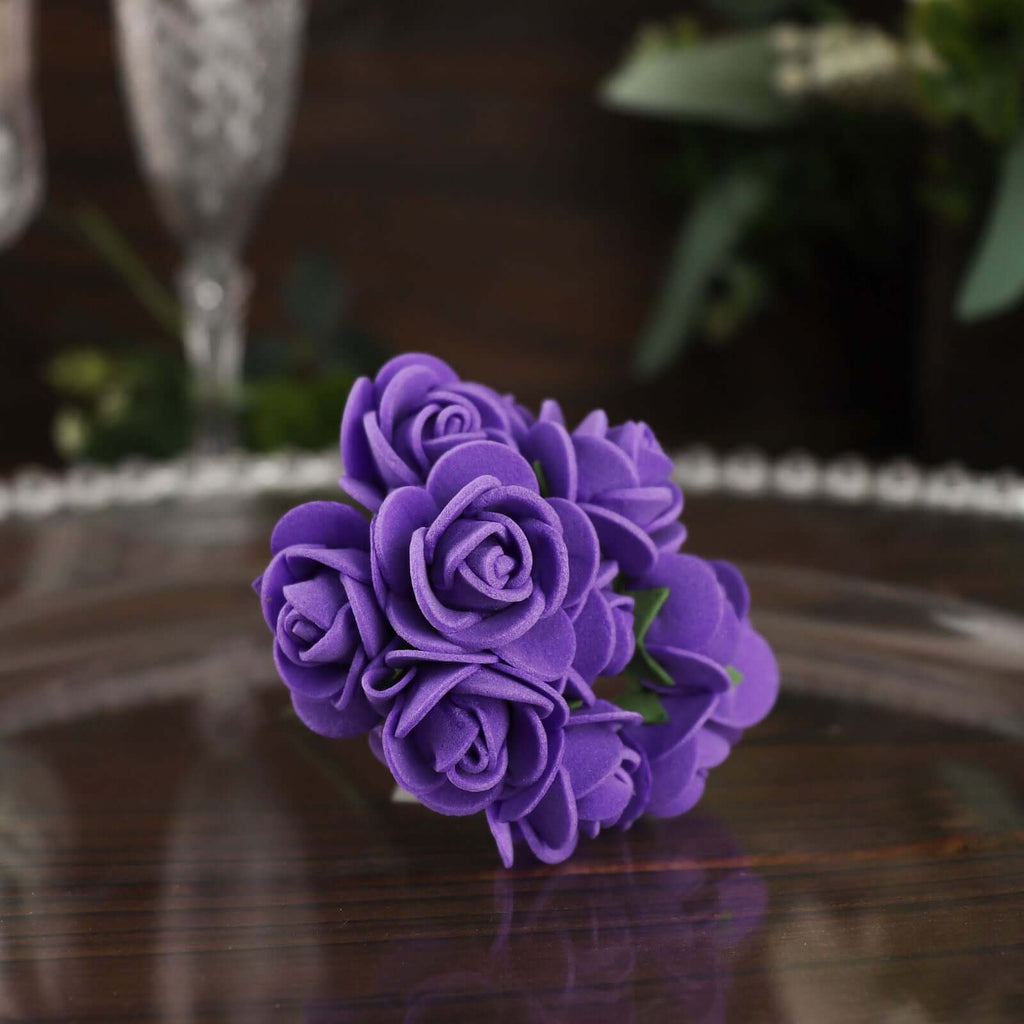 48 Roses 1" Purple Real Touch Artificial DIY Foam Rose Flowers With Stem, Craft Rose Buds - Bell Racket Store