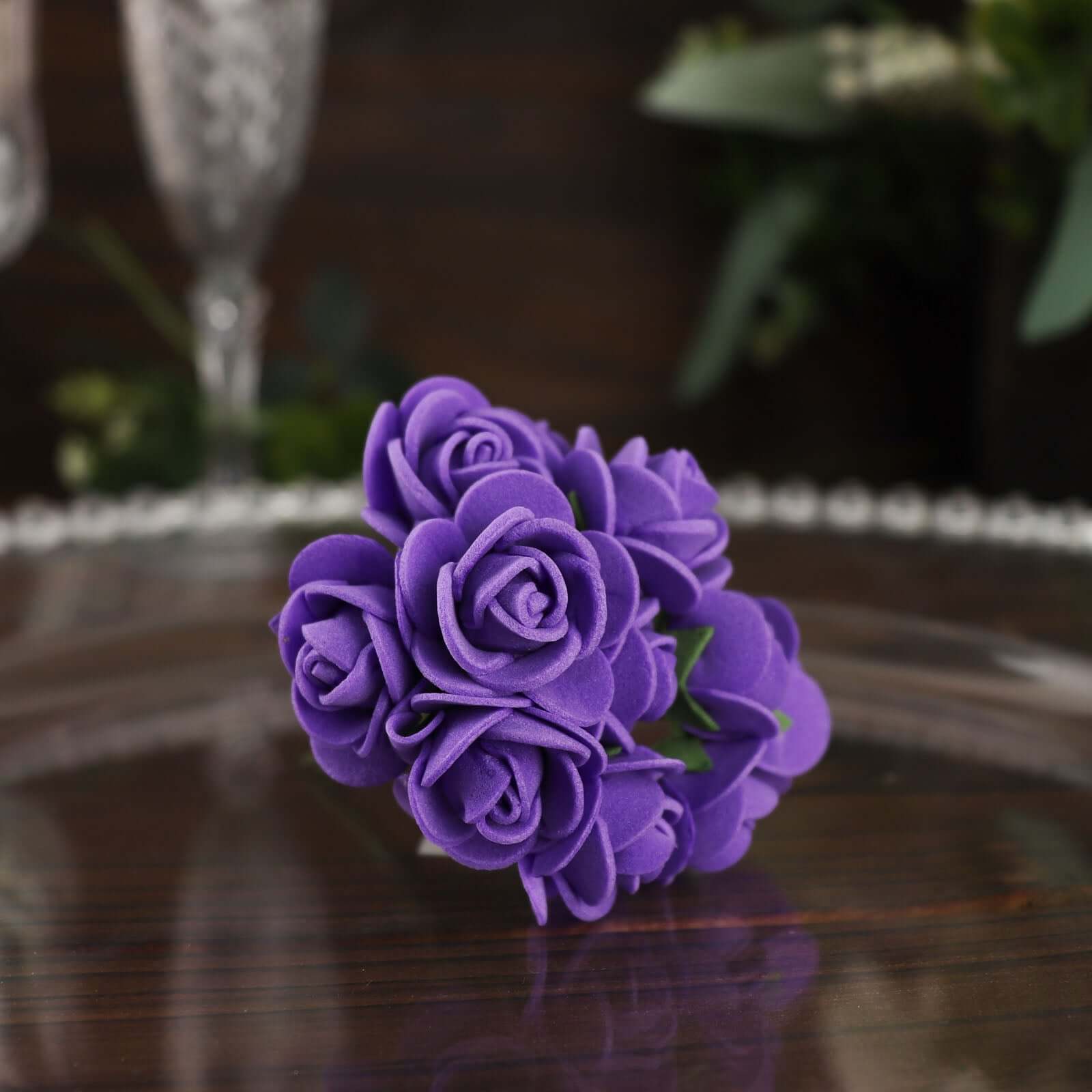 48 Roses 1" Purple Real Touch Artificial DIY Foam Rose Flowers With Stem, Craft Rose Buds - Bell Racket Store
