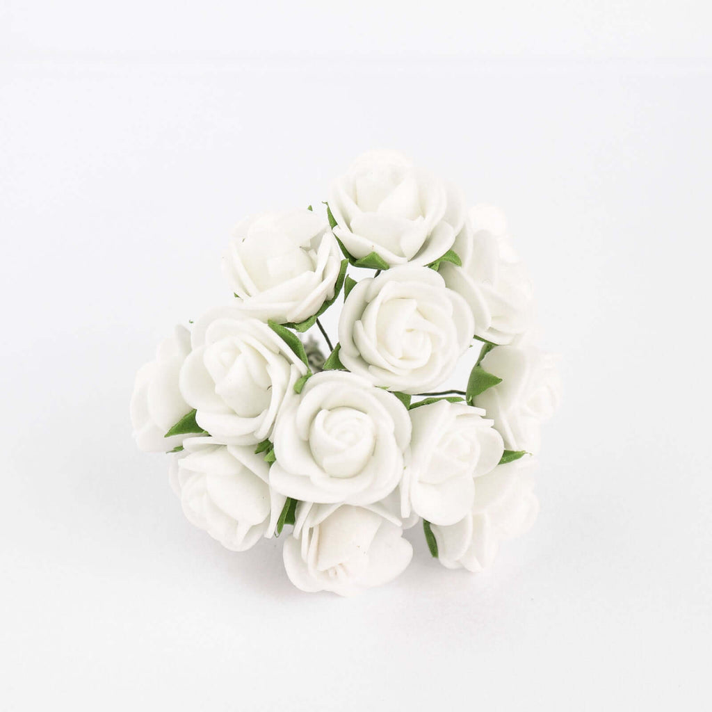 48 Roses 1" White Real Touch Artificial DIY Foam Rose Flowers With Stem, Craft Rose Buds - Bell Racket Store