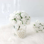 48 Roses 1" White Real Touch Artificial DIY Foam Rose Flowers With Stem, Craft Rose Buds - Bell Racket Store