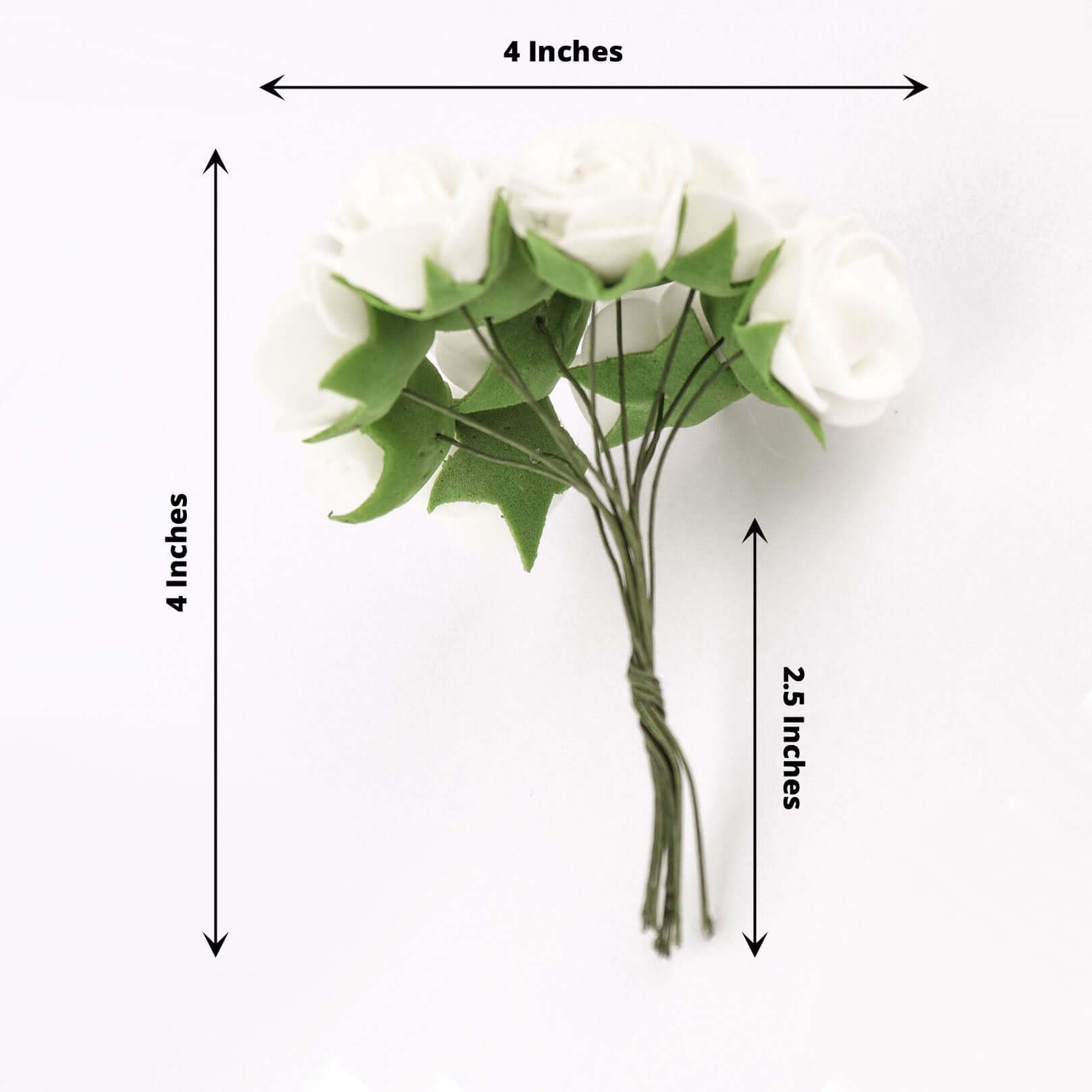 48 Roses 1" White Real Touch Artificial DIY Foam Rose Flowers With Stem, Craft Rose Buds - Bell Racket Store