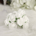 48 Roses 1" White Real Touch Artificial DIY Foam Rose Flowers With Stem, Craft Rose Buds - Bell Racket Store