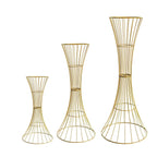 48" Tall Gold Metal Wire Hourglass Flower Frame Stand, Open Frame Reversible Trumpet Centerpiece Stand - Bell Racket Store