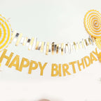 4ft Gold Glittered Happy Birthday Paper Hanging Garland Banner Party Decor - Bell Racket Store