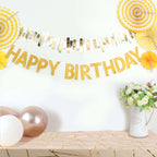 4ft Gold Glittered Happy Birthday Paper Hanging Garland Banner Party Decor - Bell Racket Store