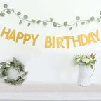 4ft Gold Glittered Happy Birthday Paper Hanging Garland Banner Party Decor - Bell Racket Store
