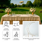 4ft Gold Metal Half Crescent Moon Wedding Arbor Frame, Table Top Centerpiece Curved Design Arch Flower Balloon Stand - Bell Racket Store
