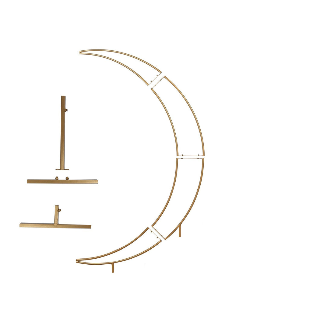 4ft Gold Metal Half Crescent Moon Wedding Arbor Frame, Table Top Centerpiece Curved Design Arch Flower Balloon Stand - Bell Racket Store