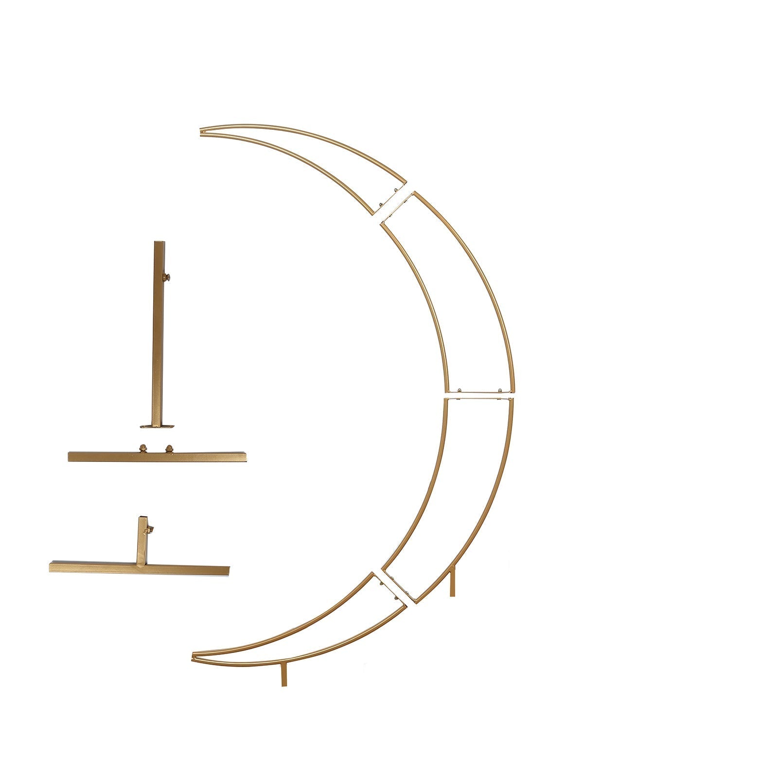 4ft Gold Metal Half Crescent Moon Wedding Arbor Frame, Table Top Centerpiece Curved Design Arch Flower Balloon Stand - Bell Racket Store