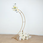 4ft Gold Metal Half Crescent Moon Wedding Arbor Frame, Table Top Centerpiece Curved Design Arch Flower Balloon Stand - Bell Racket Store
