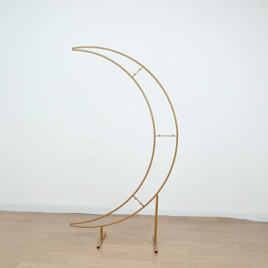 4ft Gold Metal Half Crescent Moon Wedding Arbor Frame, Table Top Centerpiece Curved Design Arch Flower Balloon Stand - Bell Racket Store