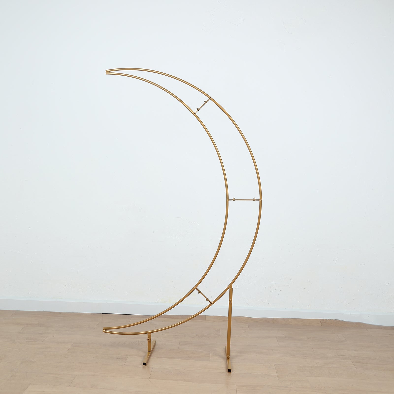 4ft Gold Metal Half Crescent Moon Wedding Arbor Frame, Table Top Centerpiece Curved Design Arch Flower Balloon Stand - Bell Racket Store