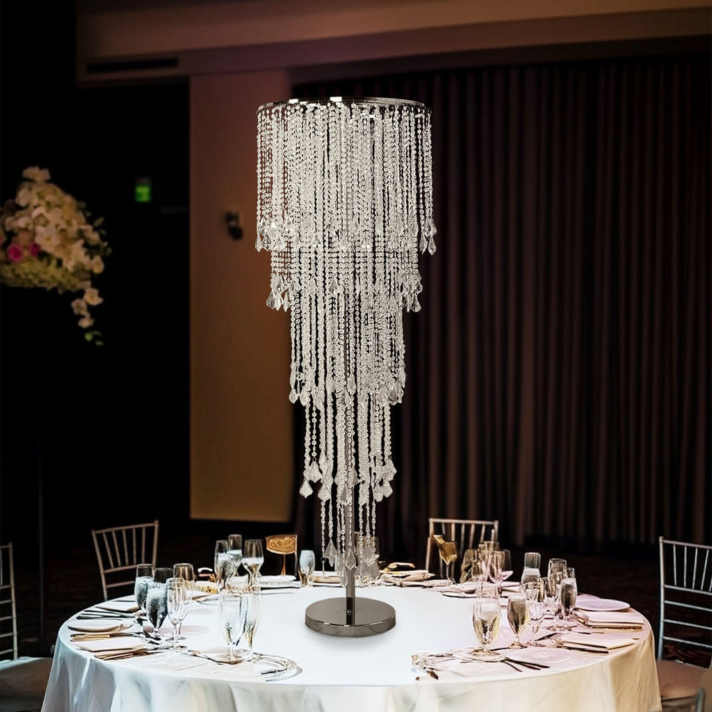 4ft Table Centerpiece in Crystal Beaded Waterfall Chandelier Style â€“ Cascading Metal Floral Stand for Weddings & Luxury Event DÃ©cor - Bell Racket Store