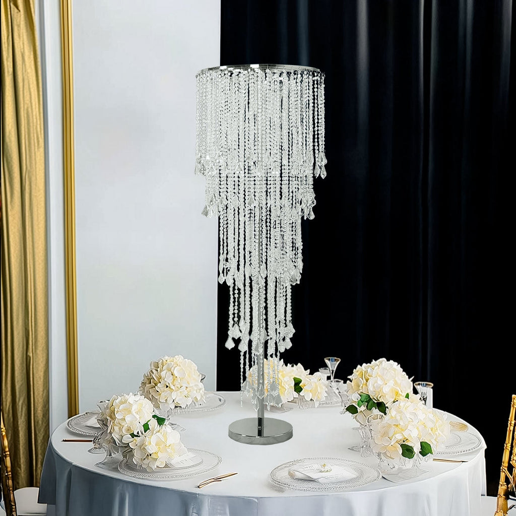 4ft Table Centerpiece in Crystal Beaded Waterfall Chandelier Style â€“ Cascading Metal Floral Stand for Weddings & Luxury Event DÃ©cor - Bell Racket Store