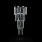 4ft Tall Event Centerpiece in Acrylic Clear Beaded Chandelier for Elegant Wedding & Party Table Decor, 4 - Tier Round Metal Floral Stand - Bell Racket Store