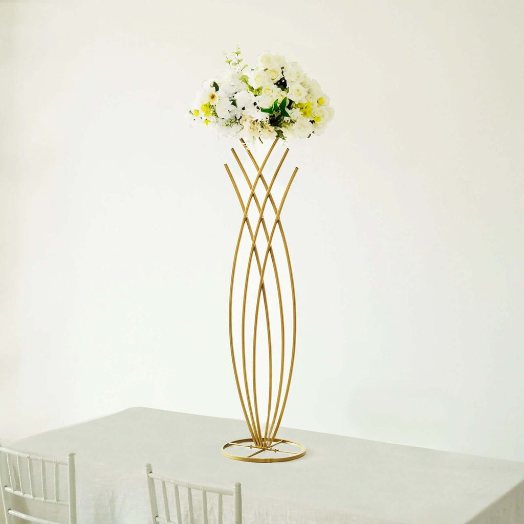 4ft Tall Gold Metal Wired Mermaid Tail Flower Frame Stand, Floral Display Wedding Centerpiece - Bell Racket Store
