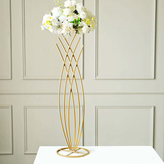 4ft Tall Gold Metal Wired Mermaid Tail Flower Frame Stand, Floral Display Wedding Centerpiece - Bell Racket Store