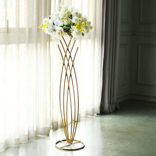 4ft Tall Gold Metal Wired Mermaid Tail Flower Frame Stand, Floral Display Wedding Centerpiece - Bell Racket Store
