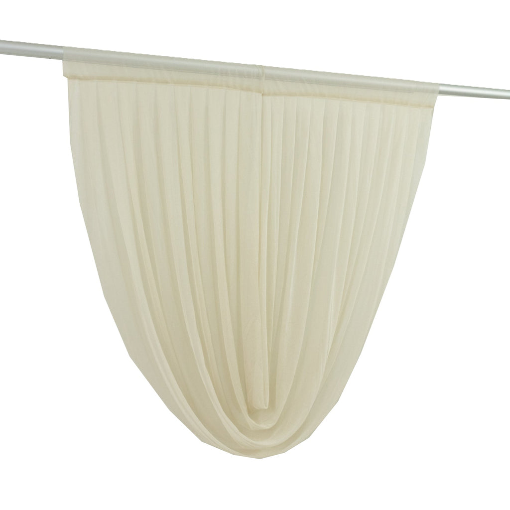 4ft x 4ft Sheer Chiffon Backdrop Valance Drapes â€“ Beige Curved Swag Topper Panel - Bell Racket Store