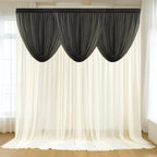 4ft x 4ft Sheer Chiffon Backdrop Valance Drapes â€“ Black Curved Swag Topper Panel - Bell Racket Store