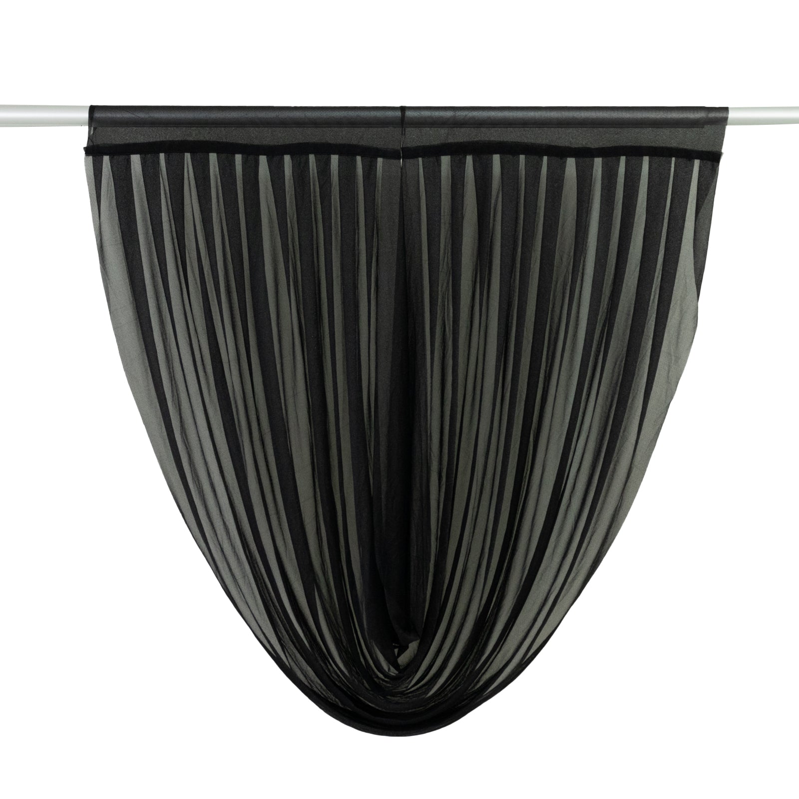 4ft x 4ft Sheer Chiffon Backdrop Valance Drapes â€“ Black Curved Swag Topper Panel - Bell Racket Store