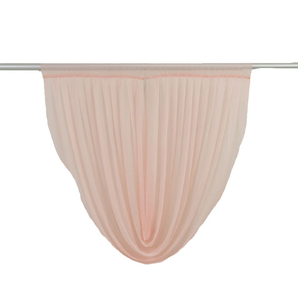 4ft x 4ft Sheer Chiffon Backdrop Valance Drapes â€“ Blush Curved Swag Topper Panel - Bell Racket Store