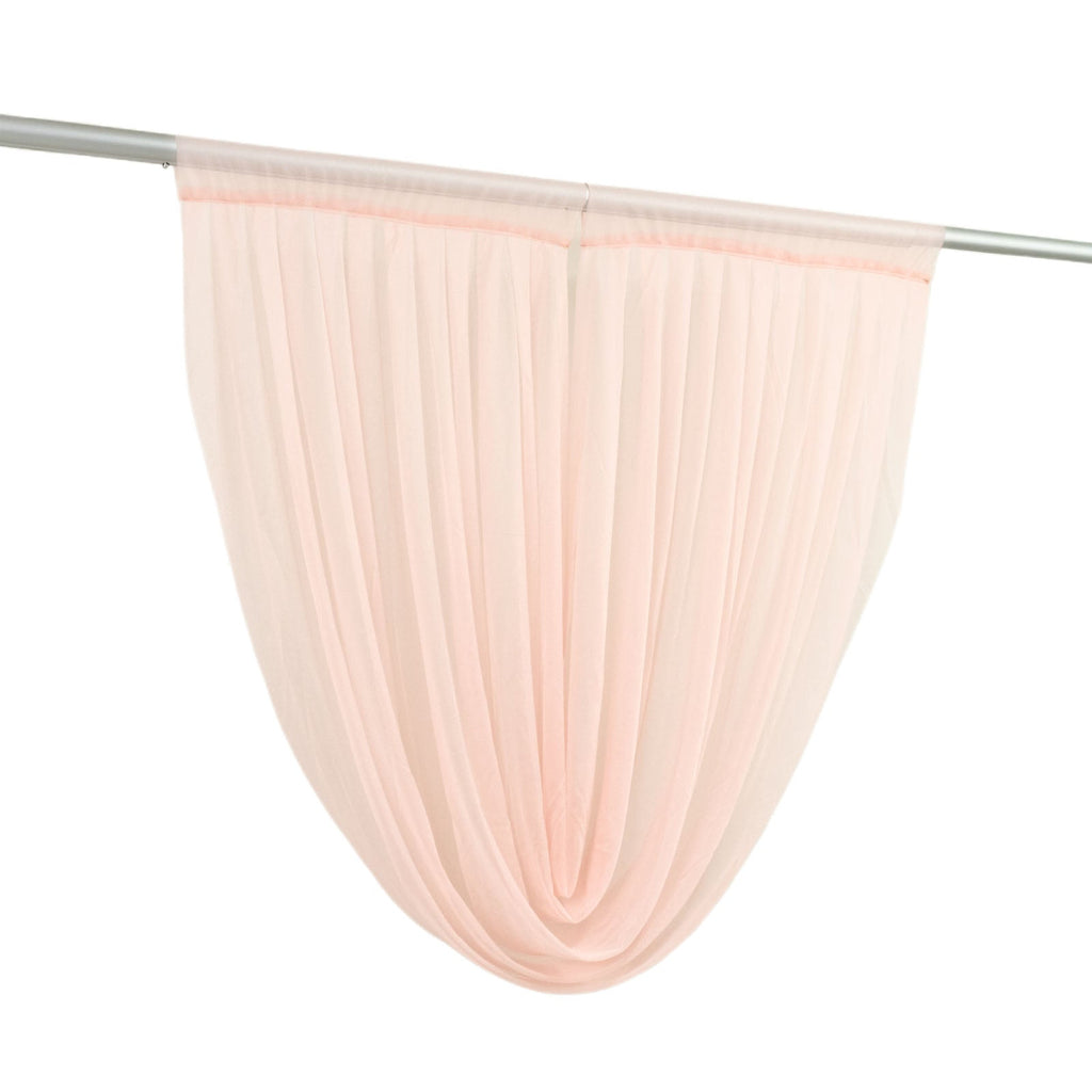 4ft x 4ft Sheer Chiffon Backdrop Valance Drapes â€“ Blush Curved Swag Topper Panel - Bell Racket Store