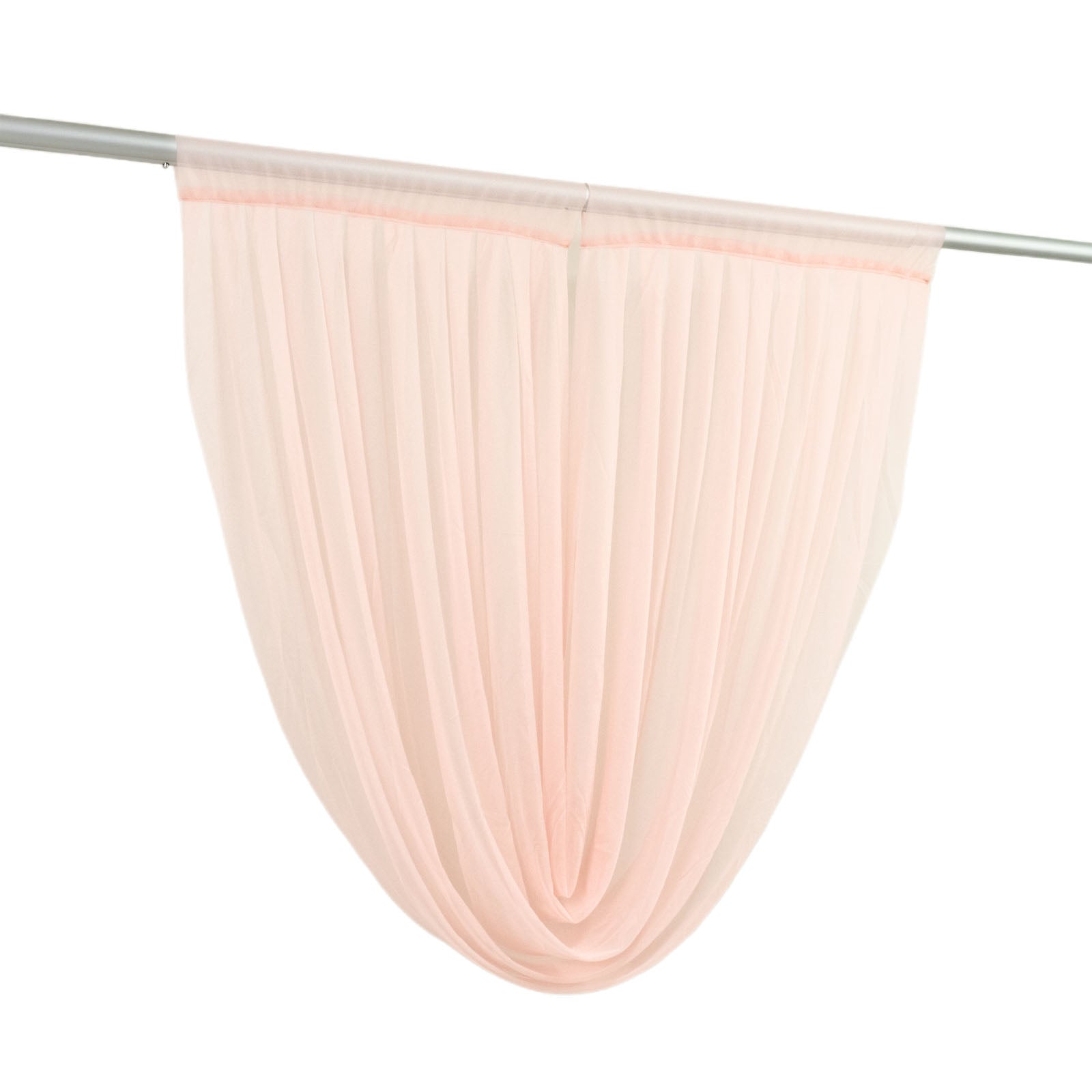4ft x 4ft Sheer Chiffon Backdrop Valance Drapes â€“ Blush Curved Swag Topper Panel - Bell Racket Store