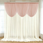 4ft x 4ft Sheer Chiffon Backdrop Valance Drapes â€“ Blush Curved Swag Topper Panel - Bell Racket Store