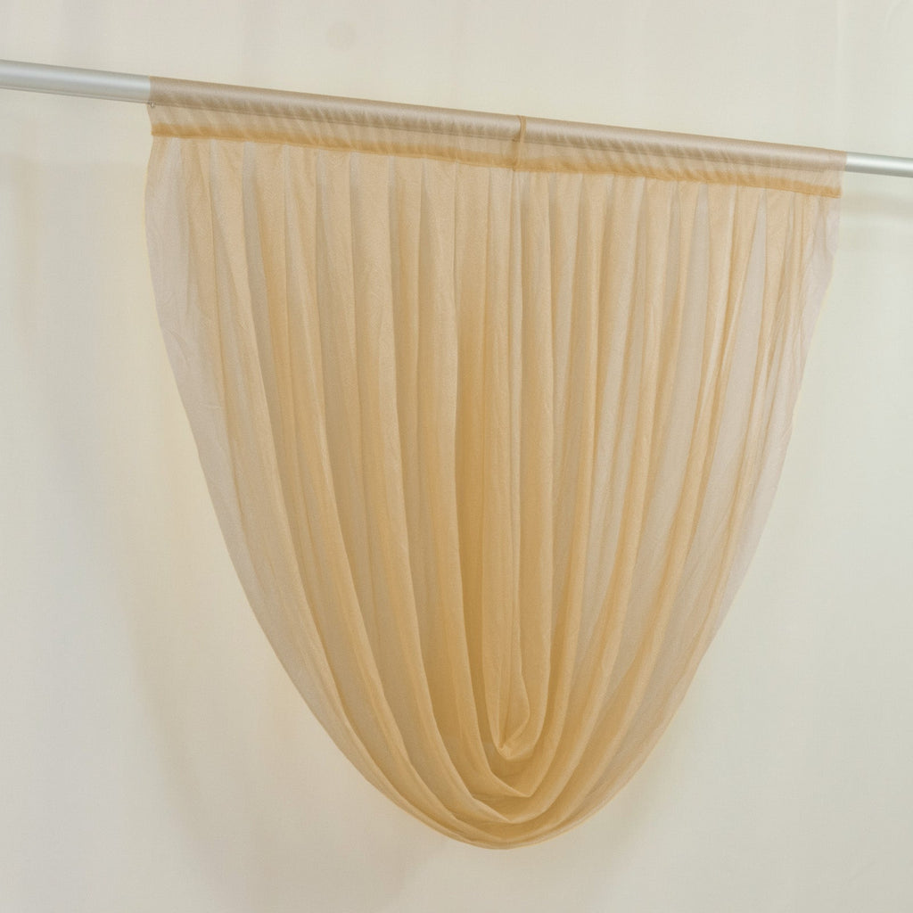 4ft x 4ft Sheer Chiffon Backdrop Valance Drapes â€“ Champagne Curved Swag Topper Panel - Bell Racket Store