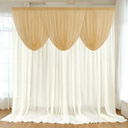 4ft x 4ft Sheer Chiffon Backdrop Valance Drapes â€“ Champagne Curved Swag Topper Panel - Bell Racket Store