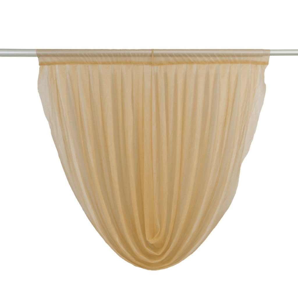 4ft x 4ft Sheer Chiffon Backdrop Valance Drapes â€“ Champagne Curved Swag Topper Panel - Bell Racket Store