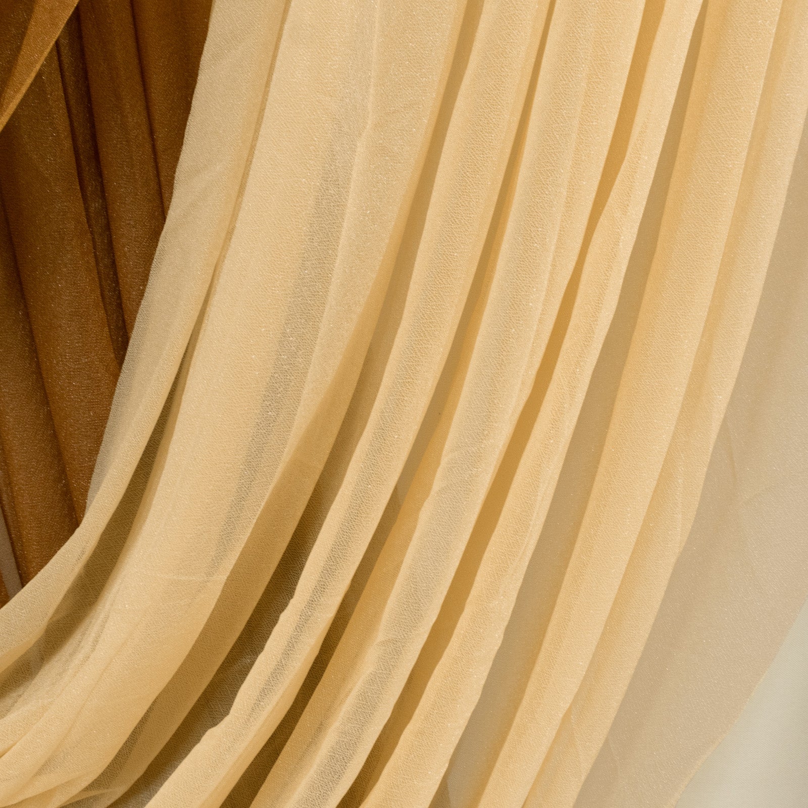 4ft x 4ft Sheer Chiffon Backdrop Valance Drapes â€“ Champagne Curved Swag Topper Panel - Bell Racket Store