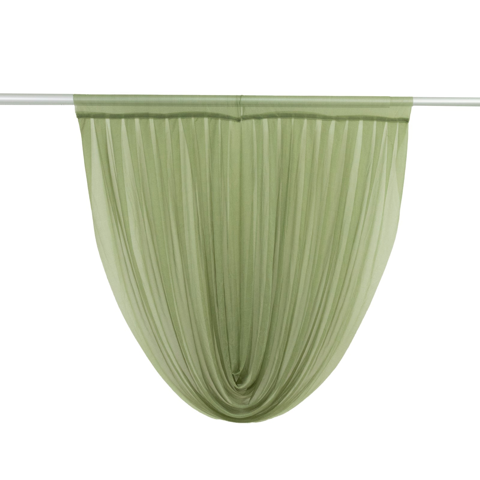 4ft x 4ft Sheer Chiffon Backdrop Valance Drapes â€“ Dusty Sage Green Curved Swag Topper Panel - Bell Racket Store