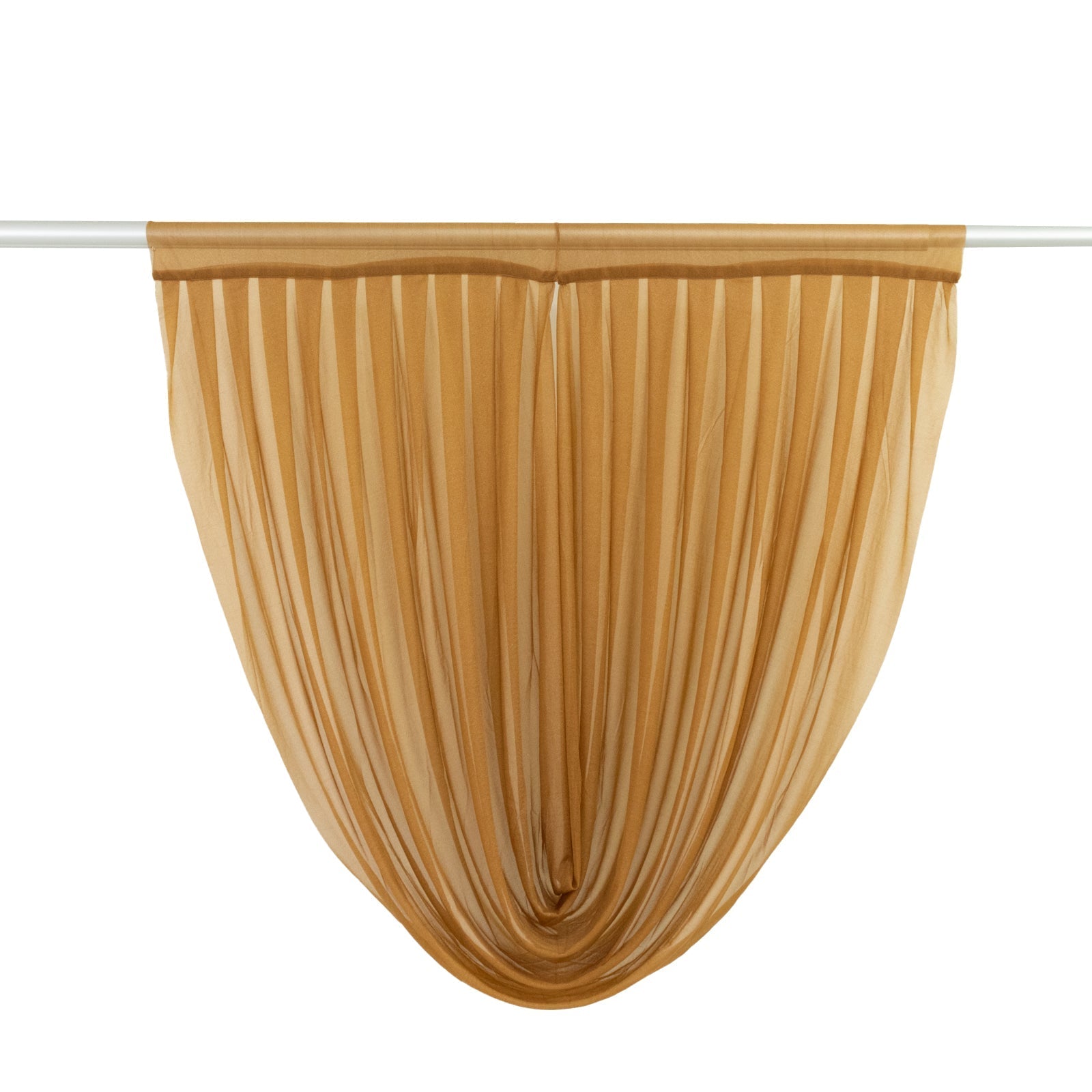 4ft x 4ft Sheer Chiffon Backdrop Valance Drapes â€“ Gold Curved Swag Topper Panel - Bell Racket Store
