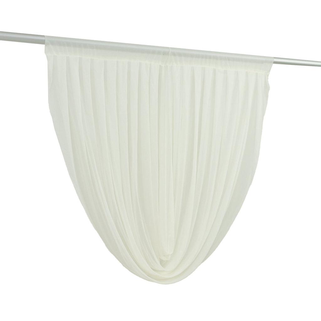 4ft x 4ft Sheer Chiffon Backdrop Valance Drapes â€“ Ivory Curved Swag Topper Panel - Bell Racket Store