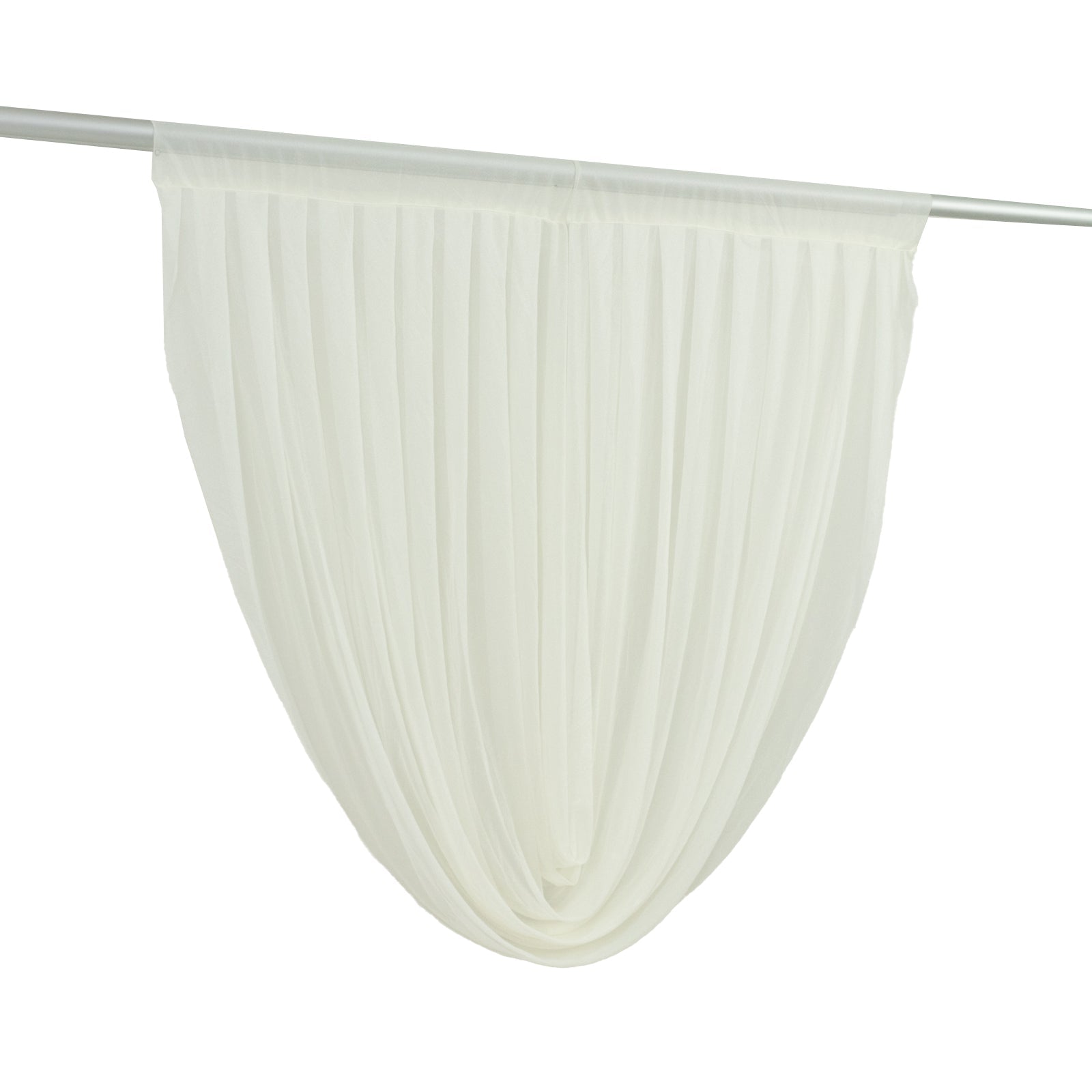 4ft x 4ft Sheer Chiffon Backdrop Valance Drapes â€“ Ivory Curved Swag Topper Panel - Bell Racket Store