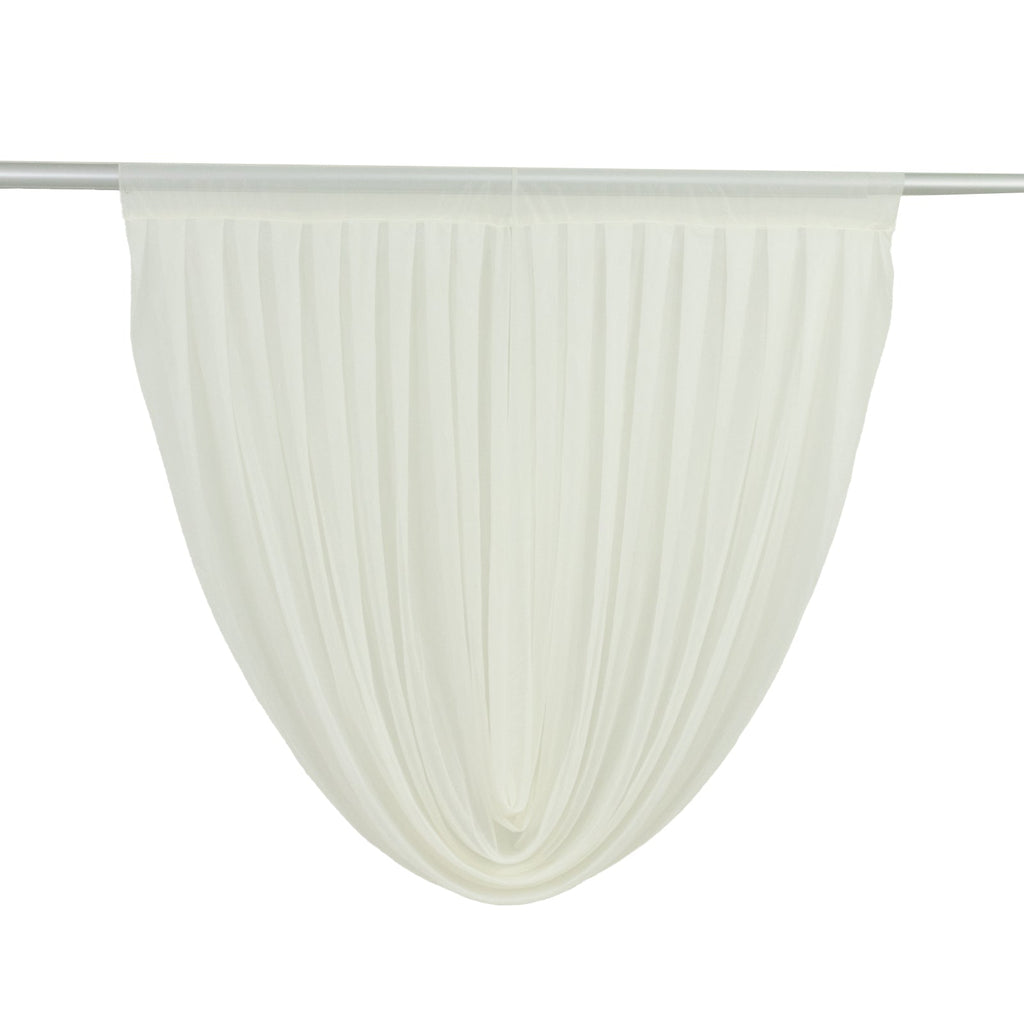 4ft x 4ft Sheer Chiffon Backdrop Valance Drapes â€“ Ivory Curved Swag Topper Panel - Bell Racket Store