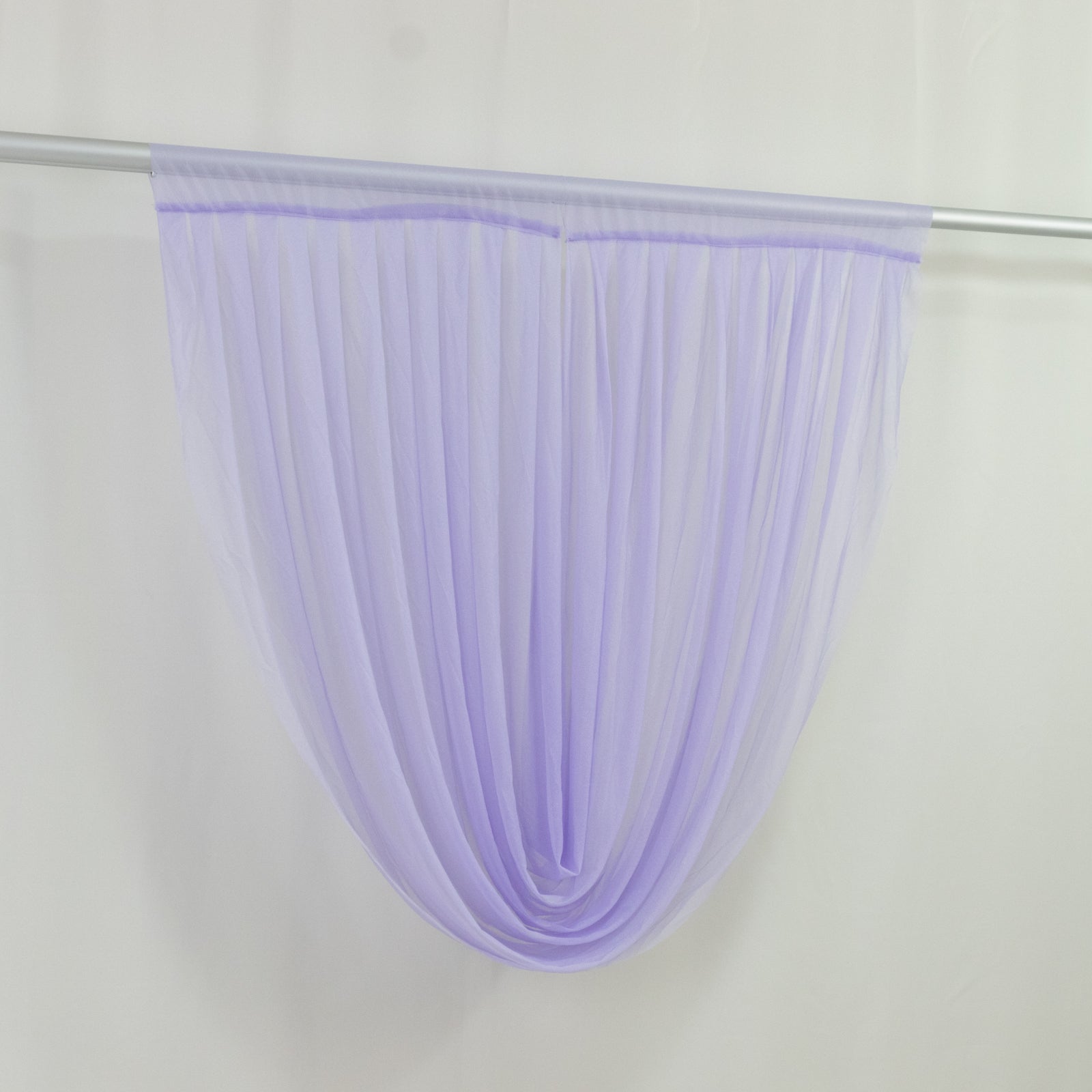 4ft x 4ft Sheer Chiffon Backdrop Valance Drapes â€“ Lavender Lilac Curved Swag Topper Panel - Bell Racket Store