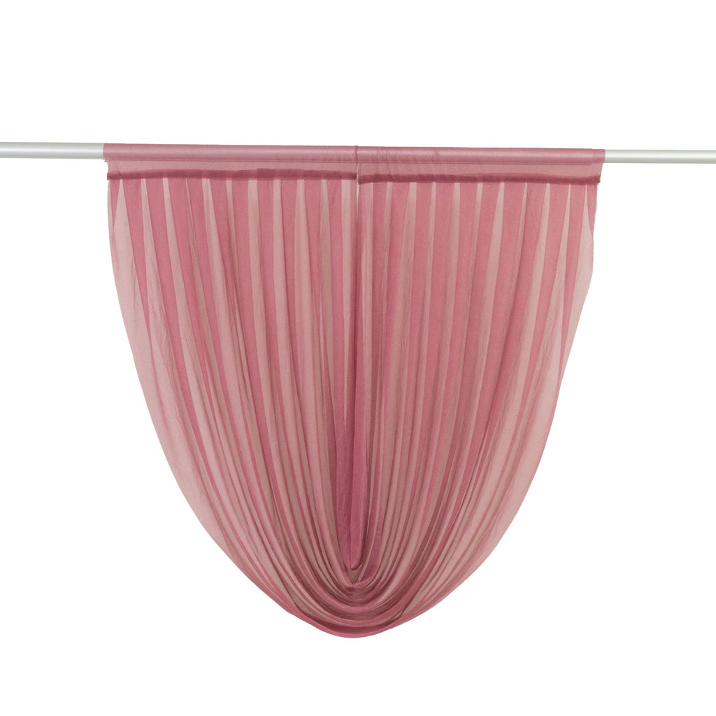 4ft x 4ft Sheer Chiffon Backdrop Valance Drapes â€“ Mauve Cinnamon Rose Curved Swag Topper Panel - Bell Racket Store